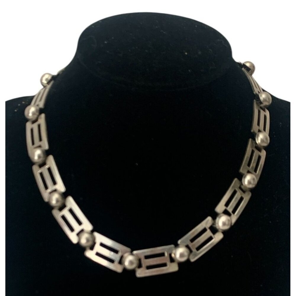 Modernist MCM Choker Necklace Signed Dufoe Industrial Steampunk